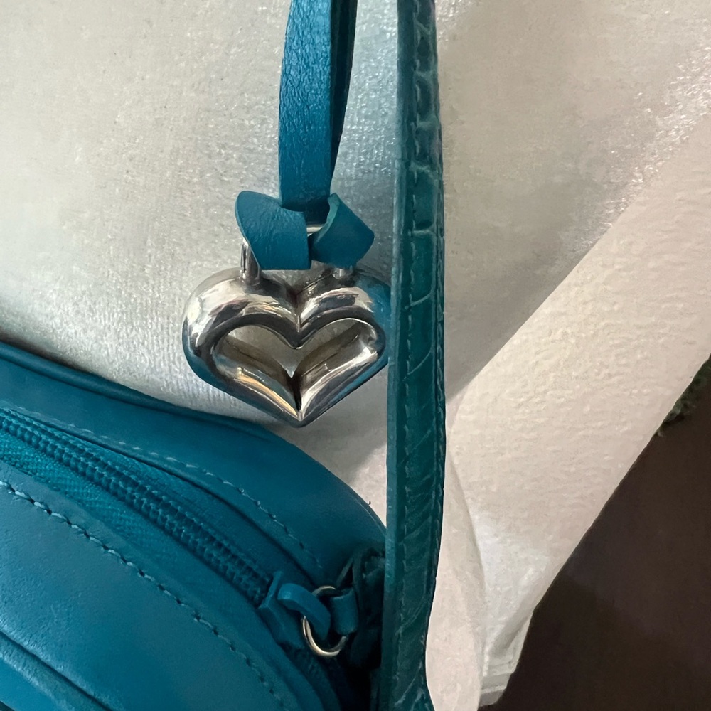 Brighton Teal Crossbody Bag with Heart Buckle Accents - Picture 5 of 14